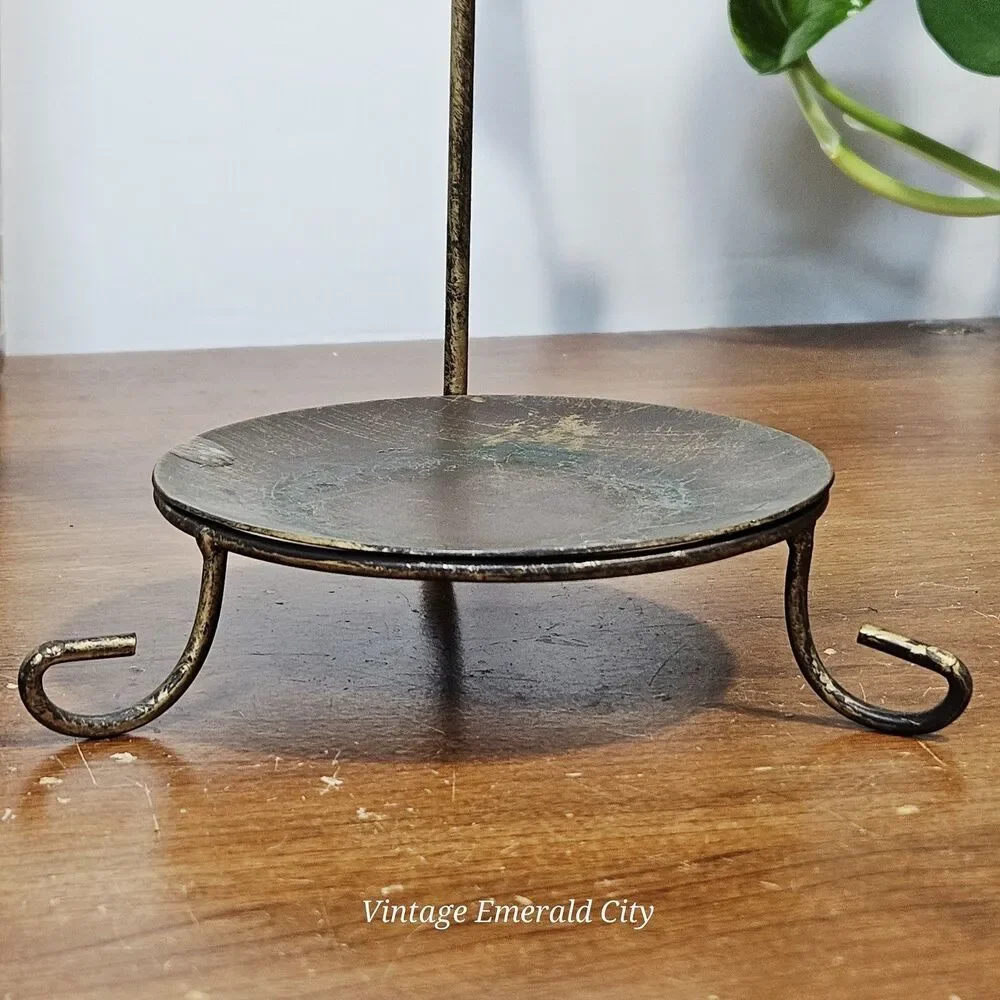 Vtg Sunburst Gold Metal Candle Holder Glass Sun Face 3d Mystical  Celestial Boho